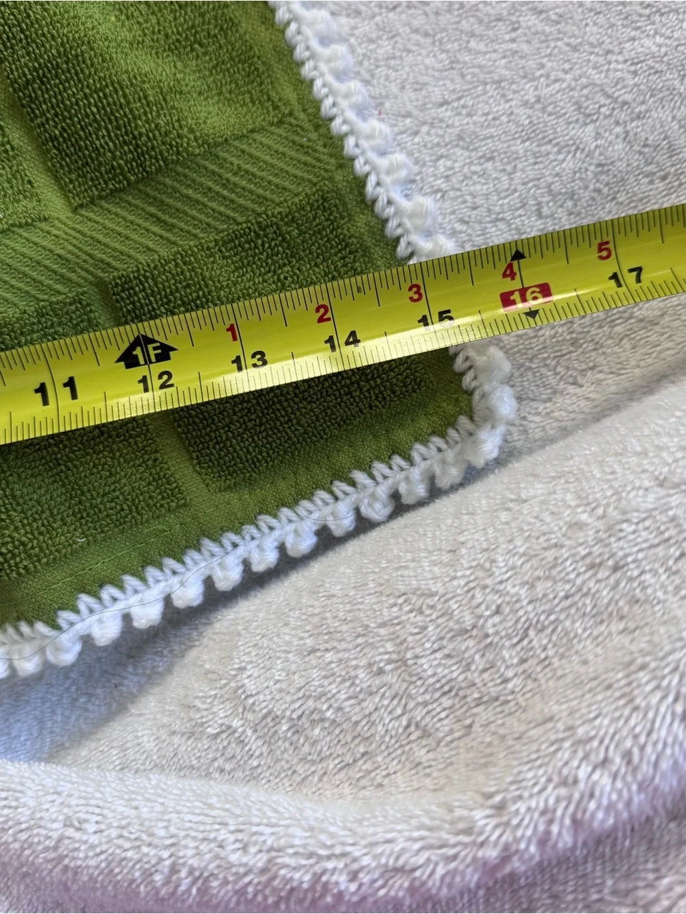 Handmade Chartreuse Olive Green Crochet Hanging Kitchen Towel